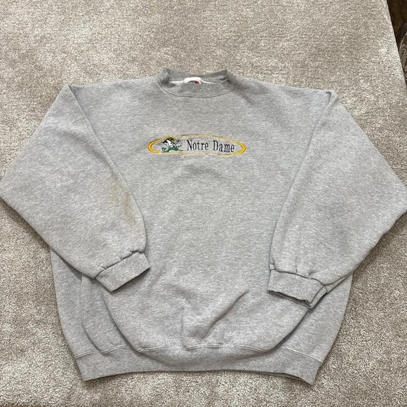 Vintage 90s Notre Dame Fighting Irish Embroidered Sweatshirt 2X Tultex - Picture 1 of 8